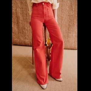 Sézane NWT Enrico Trousers in Rouge Red Size 40